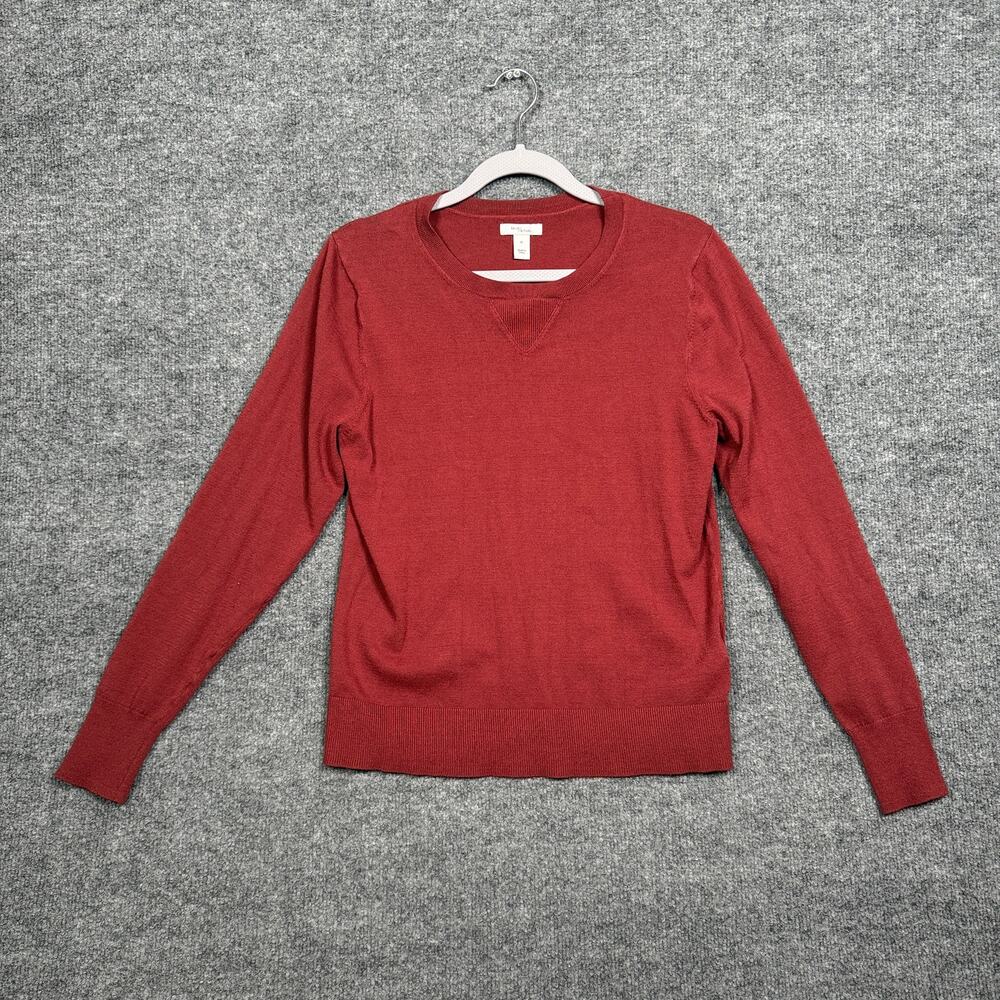 Daily Ritual Mens Sz Medium Crew Neck Sweater Burnt Orange Pullover Long Sleeves